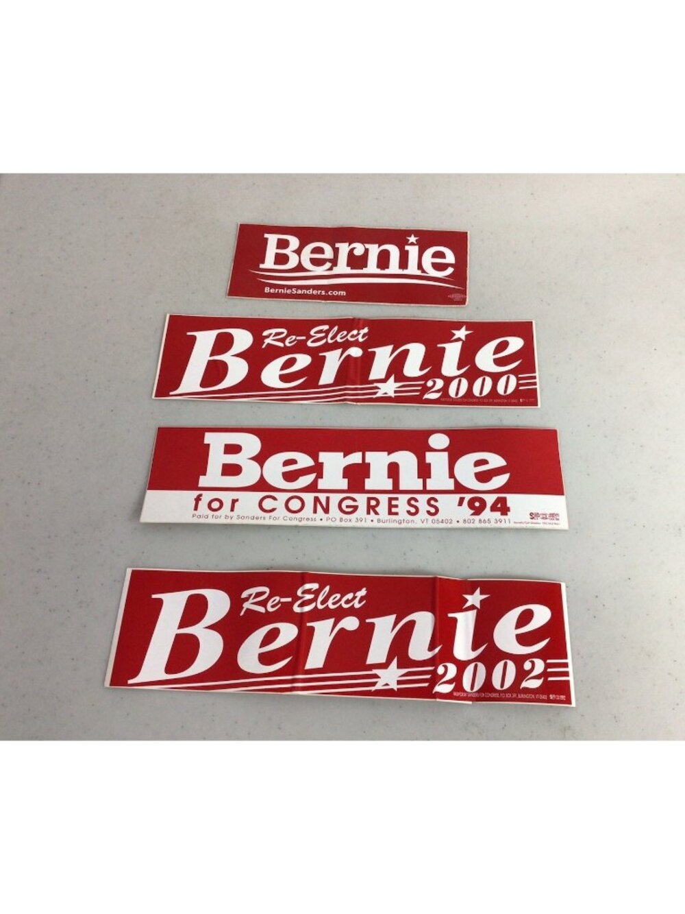 Vintage Bernie Sanders Bumper Sticker Political Re-Elect Bernie 2000 Lot of 4